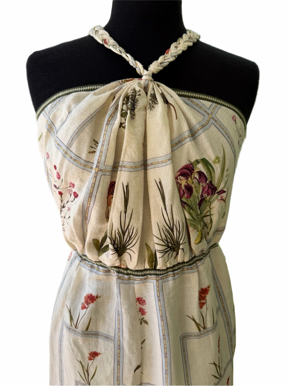 Anthropologie Ranna Gill Floral Linen Halter Jumpsuit Pants Suit Botanical Small - Picture 3 of 16